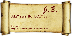 Józan Borbála névjegykártya